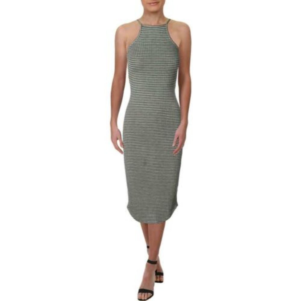 LNA Black Blue Striped Bodycon Midi Dress Sz S - Picture 3 of 9